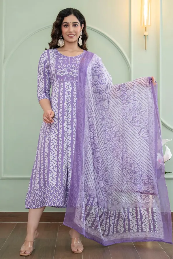Premium Rayon Anarkali Kurti with  Dupatta | KS995